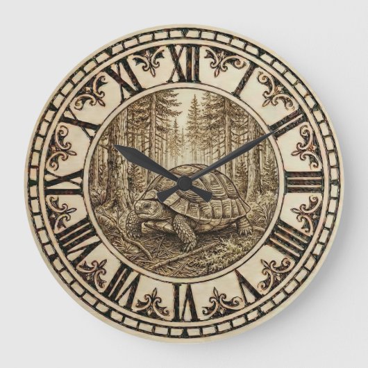 Turtle Wall Clock - Steady & Serene Große Wanduhr (Vorderseite)