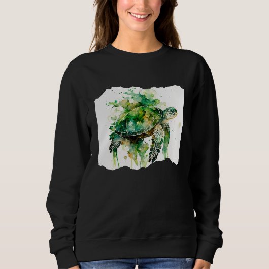 Turtle Watercolor Artwork Sweatshirt (Vorderseite)