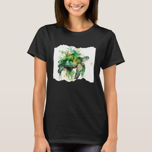 Turtle Watercolor Artwork T-Shirt (Vorderseite)