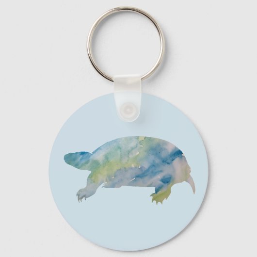 Turtle Watercolor Button Schlüsselanhänger (Vorderseite)