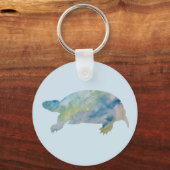 Turtle Watercolor Button Schlüsselanhänger (Vorderseite)