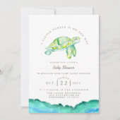 Turtle Watercolor | Ocean Life Baby Dusche Einladung (Vorderseite)