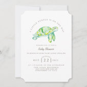 Turtle Watercolor | Ocean Life Baby Dusche Einladung (Vorderseite)