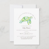Turtle Watercolor | Ocean Life Baby Dusche Einladung (Vorderseite)