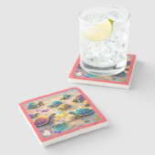 "Turtle Wave Riders" Steinuntersetzer (Seitenansicht)