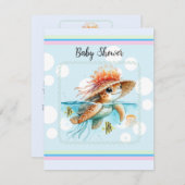 Turtle Wear Jellyfish Hat Baby Shower Einladung (Vorne/Hinten)