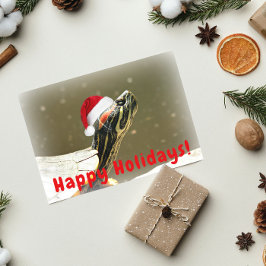 Turtle Wearing Red Santa Cap Funny Feiertagskarte