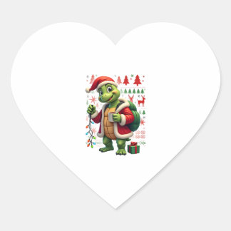 Turtle Weihnachtsbeleuchtung hässlicher Weihnachts Herz-Aufkleber