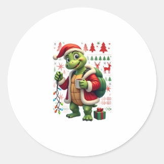 Turtle Weihnachtsbeleuchtung hässlicher Weihnachts Runder Aufkleber
