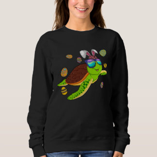 Turtle With Bunny Ears Easter Day Cute Boys Girls Sweatshirt