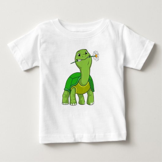 Turtle with Flower Daisy Baby T-shirt (Vorderseite)