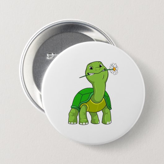 Turtle with Flower Daisy Button (Vorne & Hinten)