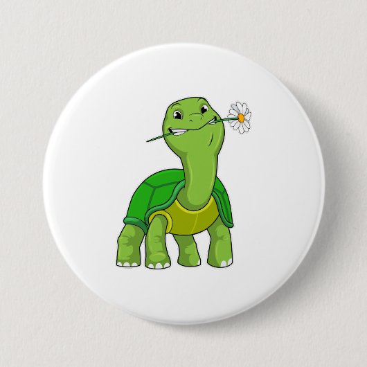 Turtle with Flower Daisy Button (Vorderseite)