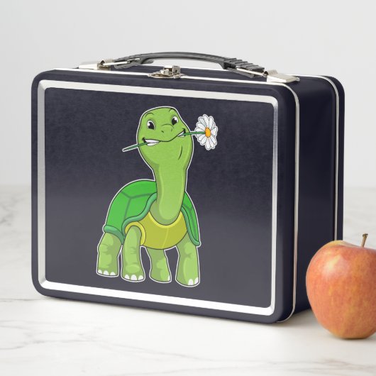 Turtle with Flower Daisy Metall Brotdose (Beispiel)