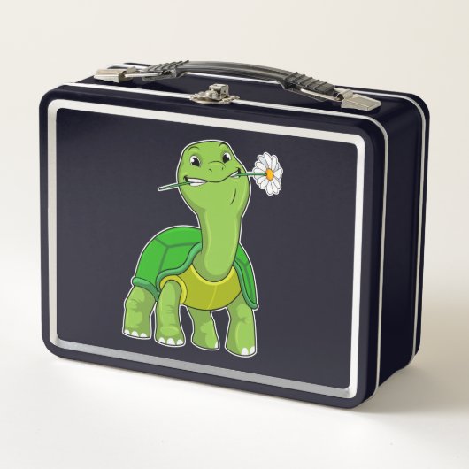 Turtle with Flower Daisy Metall Brotdose (Vorderseite)