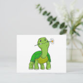 Turtle with Flower Daisy Postkarte (Stehend Vorderseite)