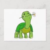 Turtle with Flower Daisy Postkarte (Vorderseite)