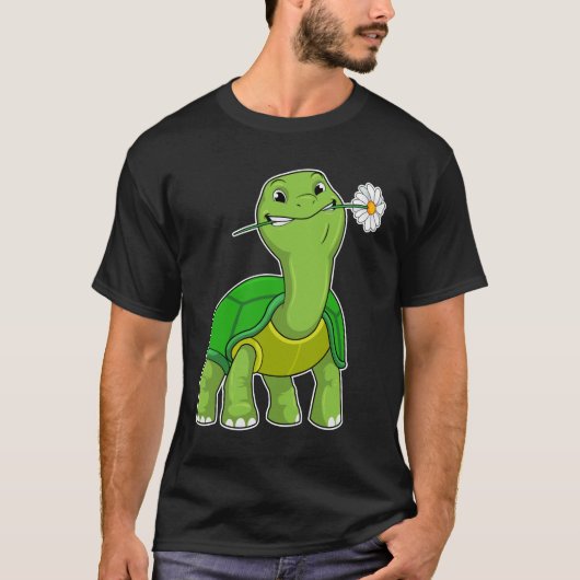 Turtle with Flower Daisy T-Shirt (Vorderseite)
