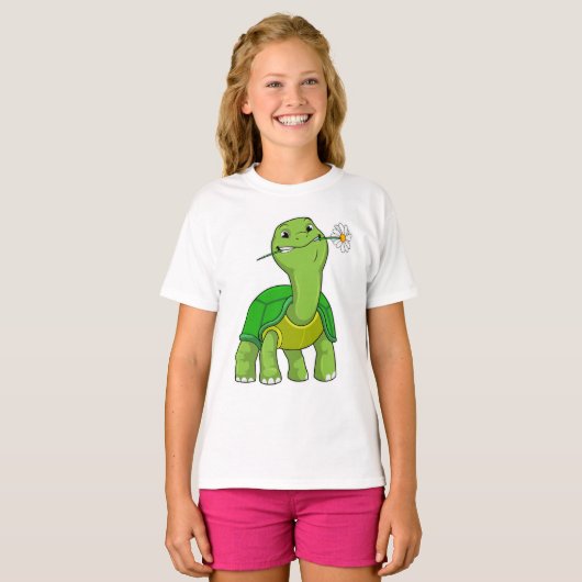 Turtle with Flower Daisy T-Shirt (Vorne ganz)