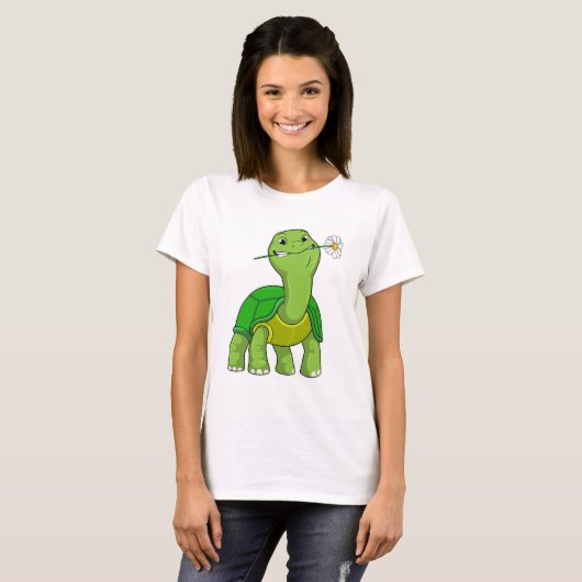 Turtle with Flower Daisy T-Shirt (Vorne ganz)