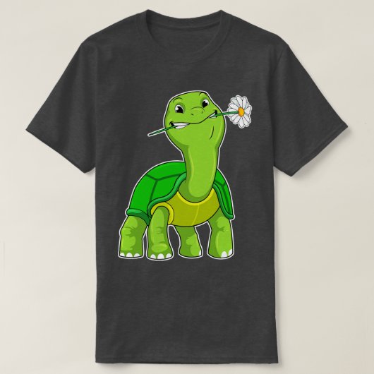 Turtle with Flower Daisy T-Shirt (Design vorne)
