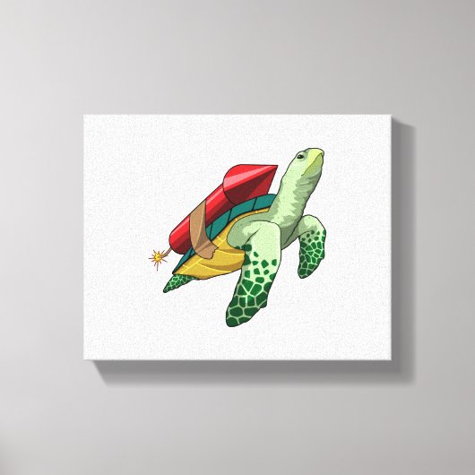 Turtle with Rocket Leinwanddruck (Vorderseite)
