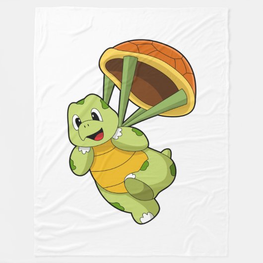 Turtle with Shell as Skydiver Fleecedecke (Vorderseite)