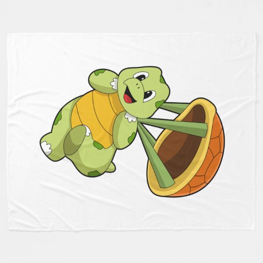 Turtle with Shell as Skydiver Fleecedecke (Vorderseite (Horizontal))