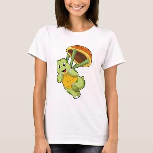 Turtle with Shell as Skydiver T-Shirt (Vorderseite)