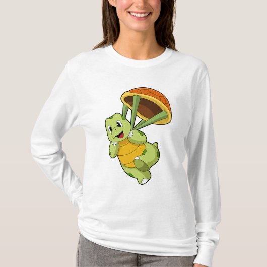 Turtle with Shell as Skydiver T-Shirt (Vorderseite)