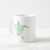 Turtle Word Cloud - Einzigartiges Geschenk Kaffeetasse (Vorderseite Links)