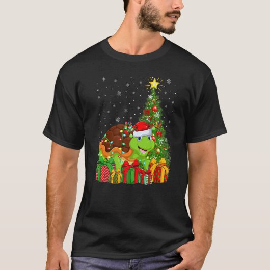 Turtle  Xmas Holiday Santa Turtle Christmas Tree T-Shirt (Vorderseite)