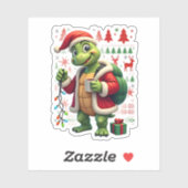 Turtle Xmas Lights Ugly Santa Turtle Christmas Tan Aufkleber (Blatt)