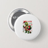 Turtle Xmas Lights Ugly Santa Turtle Christmas Tan Button (Vorne & Hinten)
