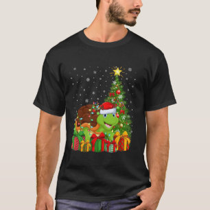 Turtle Xmas Tree Lighting Weihnachtsmannmütze Turt T-Shirt