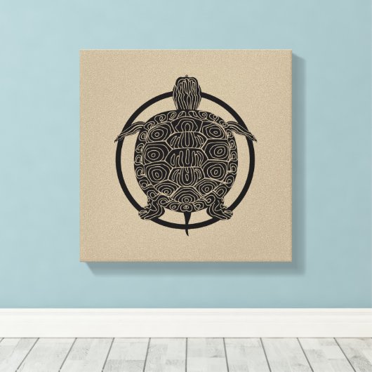 Turtle Zeichn - Wildlife Circle Series Leinwanddruck (Insitu (Holzboden))