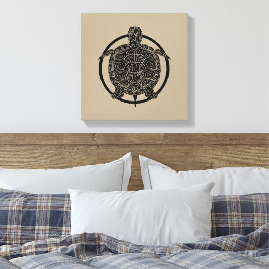Turtle Zeichn - Wildlife Circle Series Leinwanddruck (Insitu (Schlafzimmer))
