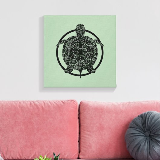 Turtle Zeichn - Wildlife Circle Series Leinwanddruck (Insitu (Wohnzimmer))