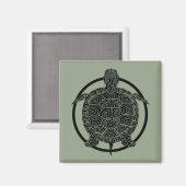 Turtle Zeichn - Wildlife Circle Series Magnet (Vorderseite/Rückseite)