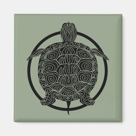 Turtle Zeichn - Wildlife Circle Series Magnet (Vorne)
