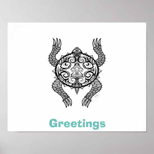 Turtle Zeichnend Poster (Vorne)