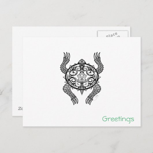 Turtle Zeichnend Postkarte (Vorne/Hinten)
