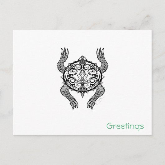 Turtle Zeichnend Postkarte (Vorderseite)