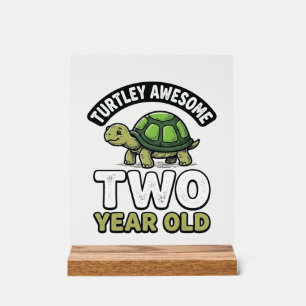 Turtle Zwei Jahre alte Geburtstags Vintage Gravur Acrylschild
