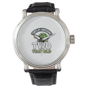 Turtle Zwei Jahre alte Geburtstags Vintage Gravur Armbanduhr