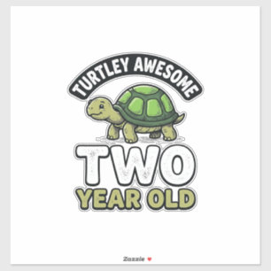 Turtle Zwei Jahre alte Geburtstags Vintage Gravur  Aufkleber