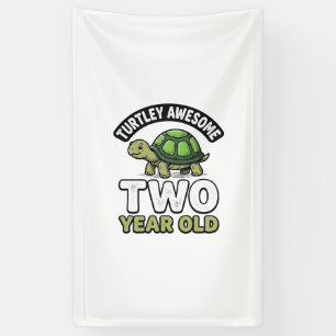Turtle Zwei Jahre alte Geburtstags Vintage Gravur Banner