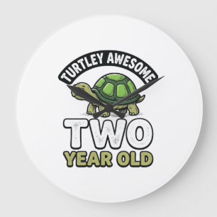 Turtle Zwei Jahre alte Geburtstags Vintage Gravur Große Wanduhr
