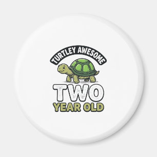 Turtle Zwei Jahre alte Geburtstags Vintage Gravur Magnet