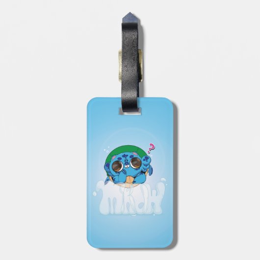 Turtlecat Graffiti Bubble's Mrow? Gepäckanhänger (Rückseite vertikal)